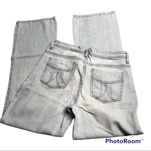 mid rise boot cut light wash jeans Lee size 10M